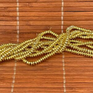 Gold Hematite Rondelle Beads Full Strand Jewelry Making Supplies
